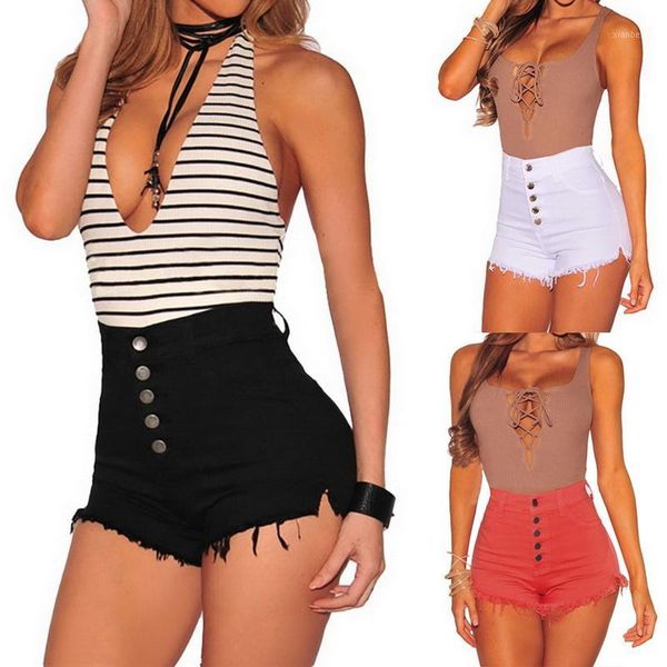 

nibesser fashion hole tassel ripped denim shorts high waist jeans shorts women 2018 summer distressed cutoffs ants1, Blue