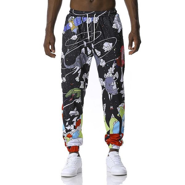 

men's and women's 3d animation cartoon animal graffiti print jogging pants casual pants, men's casual pants, Black