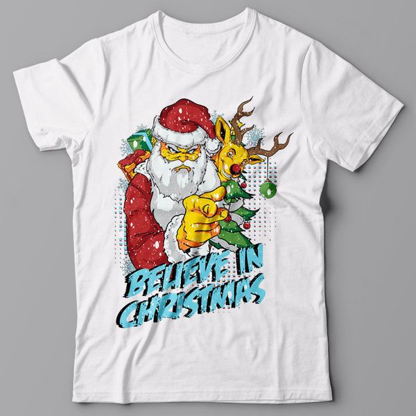 

print o-neck mens t-shirt graphic tee - believe in christmas bad santa gift idea summer style t shirt men sport hooded sweatshirt hoodie