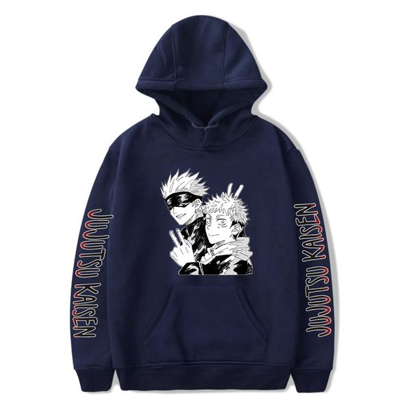 

cartoon harajuku casual print hoodies men women winter plush pullovers new jujutsu kaisen sweatshirts, Black