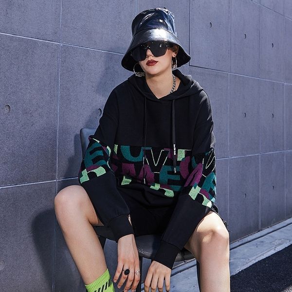 

upwd8 tuogu casual autumn women's new personalized 2020 woolen wool sweater letter q00102 sweater women's autumn stitching weoui, Black