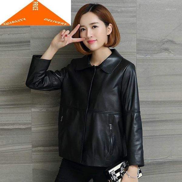 

montone genuine leather jacket women natural sheepskin coat female plus size clothes spring autumn outwear 2020 lwl94721, Black