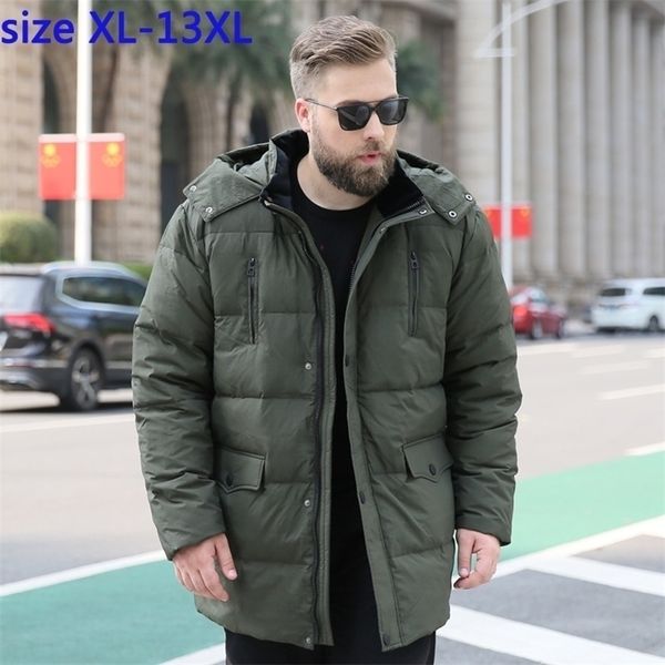 

new arrival fashion white loose casual men down jacket with hood coat men's super large plus size -11xl 12xl 13xl 201116, Black