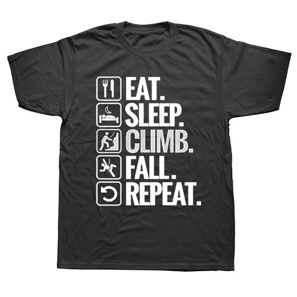 

summer men eat sleep climb print funny short sleeve cotton climber men clothing tee hoodie designers t shirts sweatshirt
