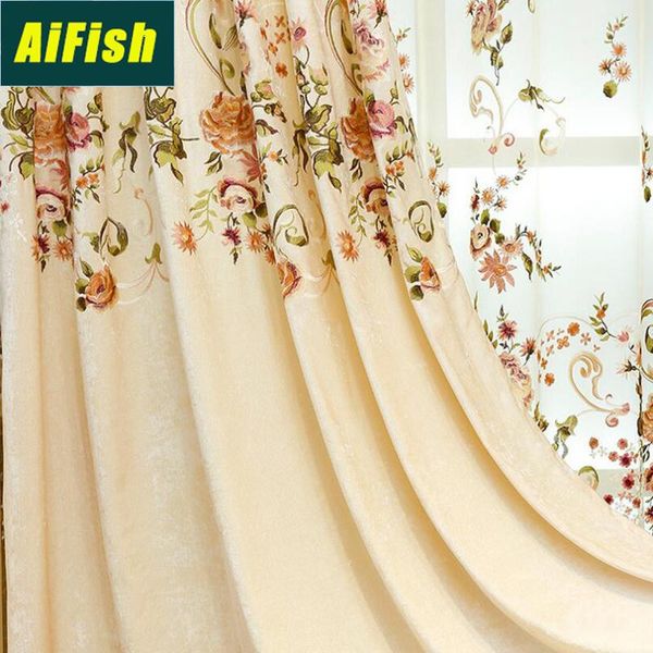 

korean pastoral chenille embroidery curtains living room bedroom balcony custom blackout curtains zh021t4