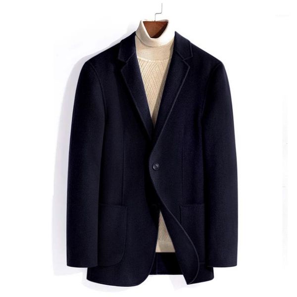 

manual wool double small suit qiu dong han edition cultivate morality men's suit cloth coat short woolen cloth coat1, Black