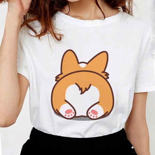 

butt funny corgi t shirts printed women soft cotton shirts cute graphic tees female white tshirt popular clothes