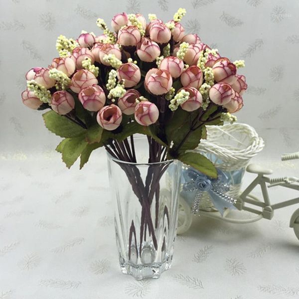 

decorative flowers & wreaths autumn 15 heads/bouquet small bud roses bract simulation silk rose home decorations for wedding 24cm1