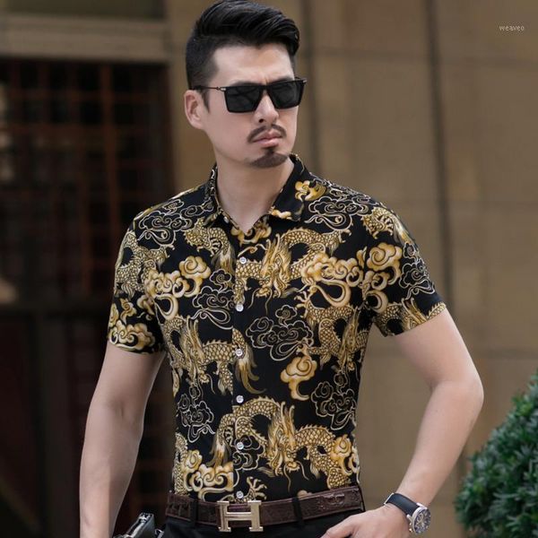 

printing shirt men summer new casual wild solid color fashion business cotton men's short-sleeved shirt1, White;black