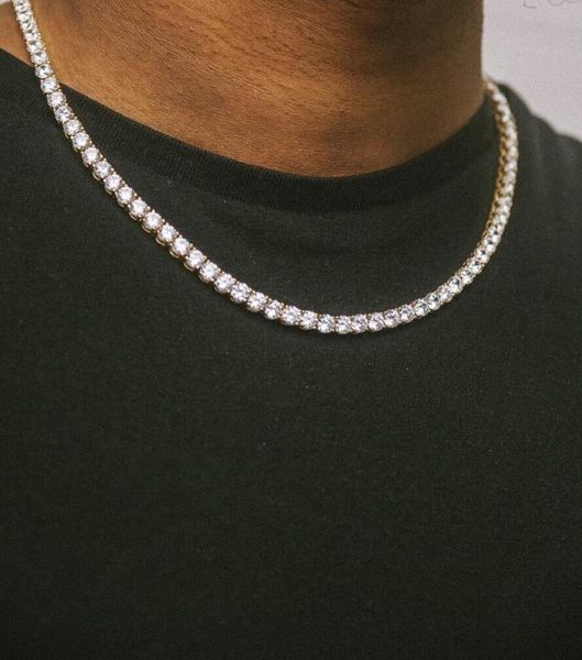 

autum latest class hip hop 1 row 5mm round tennis chain necklace men's iced out cz paved punk hip necklace fine jewelry, Silver
