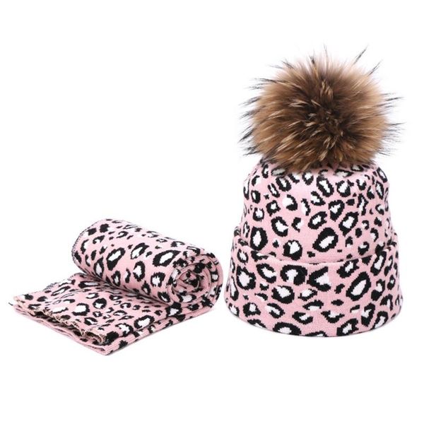

hats, scarves & gloves sets 2pcs winter women pompon beanie hat scarf set leopard warm faux fur pom y1qd, Blue;gray