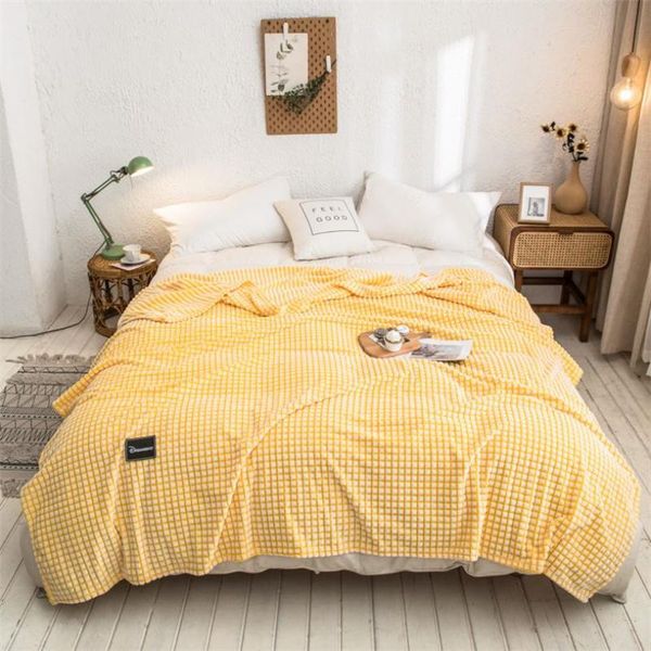 

blankets soft plaid for bed winter simple milk velvet thicken warm siesta coral fleece sofa throw blanket