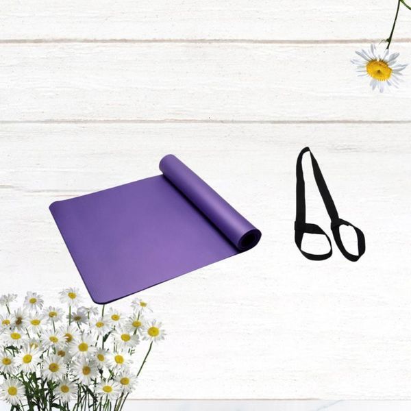 

183x61x1.5cm yoga knee pad fitness elbow cushion seat floor mat soft nbr yoga pad with bandage strap (purple)1