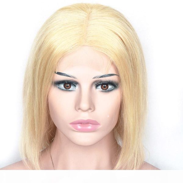 

peruvian 13x4 lace front wig bob straight 613# blonde color bob wigs 10-18inch pure 613 wholesale straight virgin hair, Black;brown