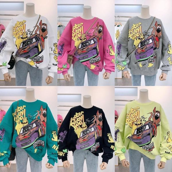 

waitmore женский свитер весной и осенью тонкий 2020 новый корейский стиль ins модный ленивый свободный круглый свитер sweaterneck топ для же, Black