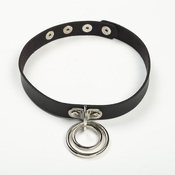 

choker ожерелья круг подвеска sexy шеи воротник pu кожа restraints прохладный punk gothic choker collares фестиваль ювелирных изделий, Golden;silver