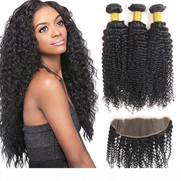

brazilian virgin kinky curly hair extensions 3 bundles with closure frontal peruvian hair curly remy human hair weaves, Black;brown