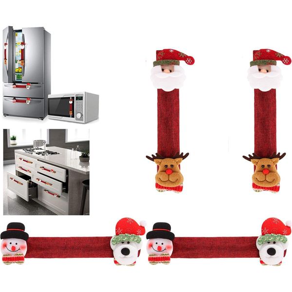 Kitchen Appliance Maçaneta Covers Protector Para Frigorífico Microondas Máquina de lavar loiça de Santa do boneco de neve da rena do Natal Decoração JK2011XB