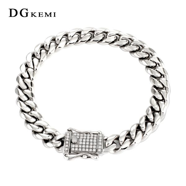 

vintage punk stainless steel silver color bracelets mens cuban link chain male accessories chains bracelet jewelry wholesale, Black
