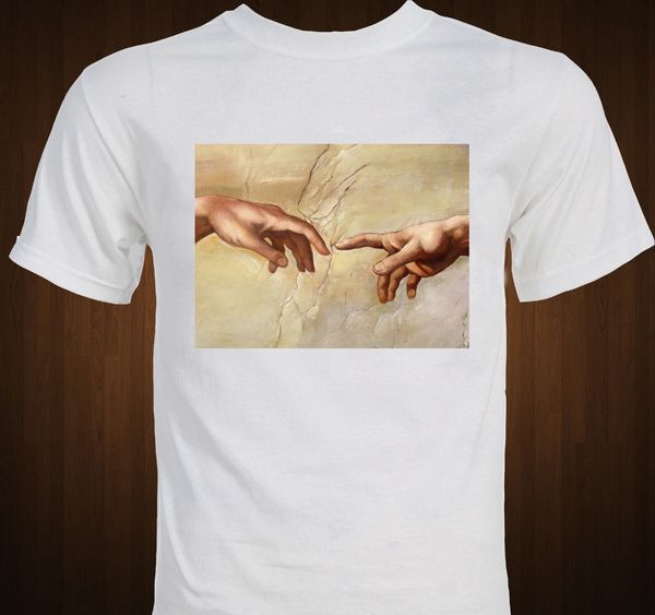 

2019 men's fashion michaelangelo "creation of adam" sistine chapel renaissance art hoodie designers t shirts sweatshirt