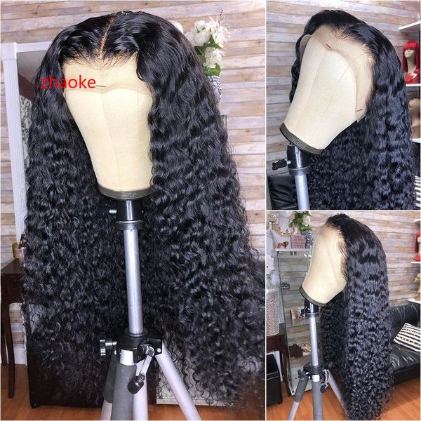 

curly human hair wig brazilian remy hair preplucked with baby hair lace front human wigs for black women deep wave567, Black;brown