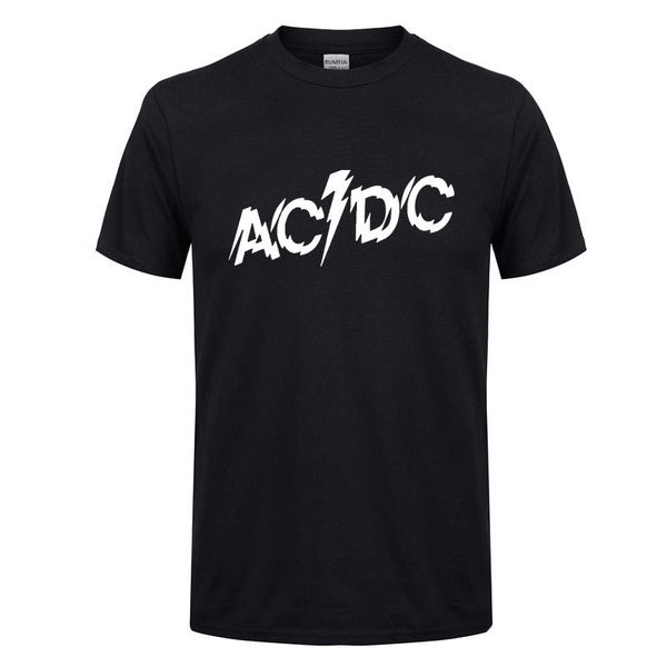 

summer 2020 acdc band short sleeve cotton round neck fashion men's t-shirt korean youth, White;black