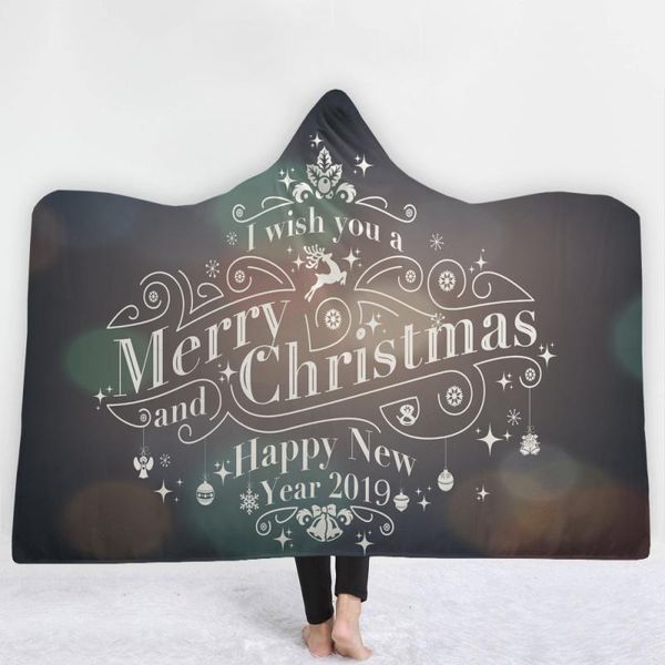 

christmas hat blanket hooded coral fleece warm wearable blanket wool winter blankets 150x130cm for gifts decor1