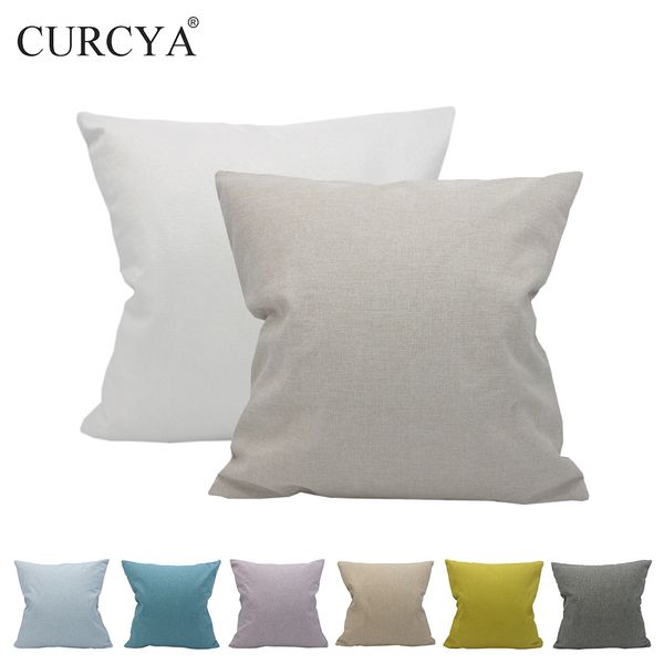 

plain solid colors pillow cushion covers for heat transfer printing 100% polyester pillowcase sofa chair car christmas gifts