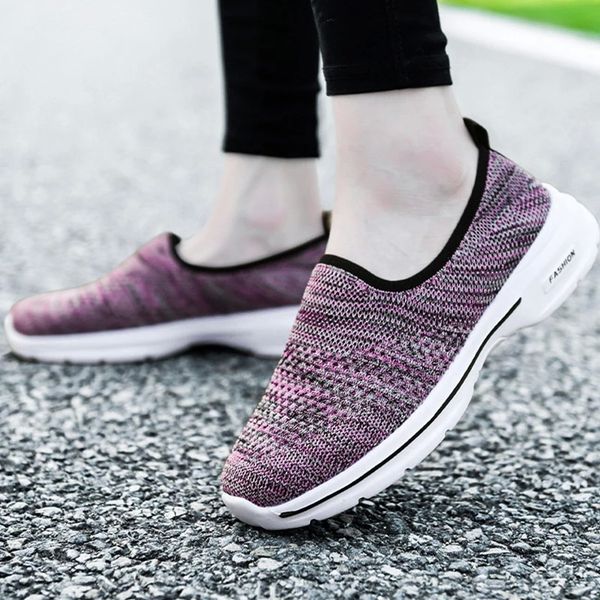 

new autumn women sneakers ladies slip on knitting air mesh woman breathable women's soft bottom non slip female shoes outdoor #z93r