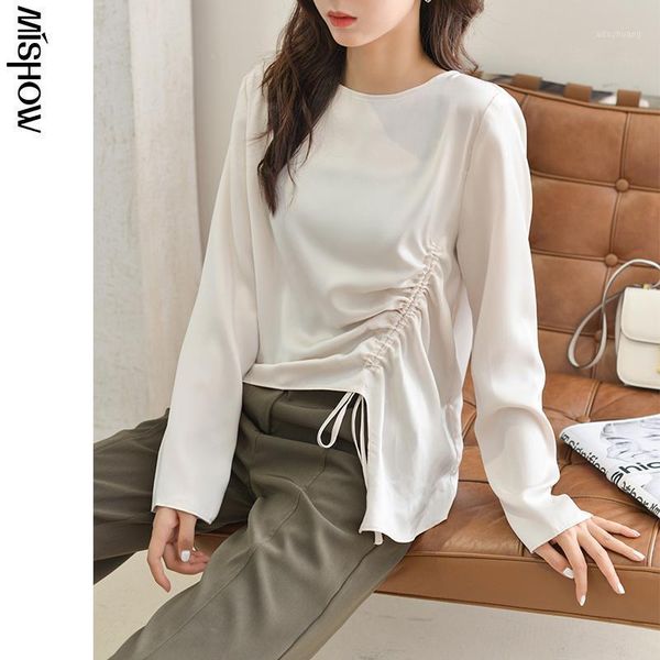 

mishow 2020 autumn t-shirts for women embroidery vintage elegant long sleeve tshirts retro female mx20c42941, White