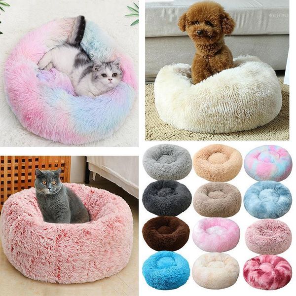 

super soft plush dog bed round shape sleeping bag kennel cat puppy sofa bed pet house winter warm beds cushion cat1
