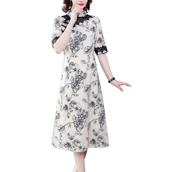 

fashion retro straight plate buckle collar mid-length dress, Black;pink