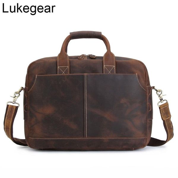 

briefcases lukegear handmade genuine leather briefcase grain cowhide lapshoulder bags for men women