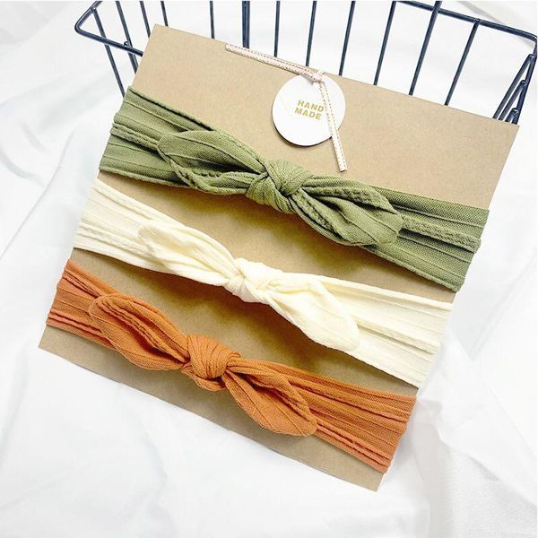 

hair accessories 3pcs/set ear baby headband elastic bows girls bands turban born infant, Slivery;white