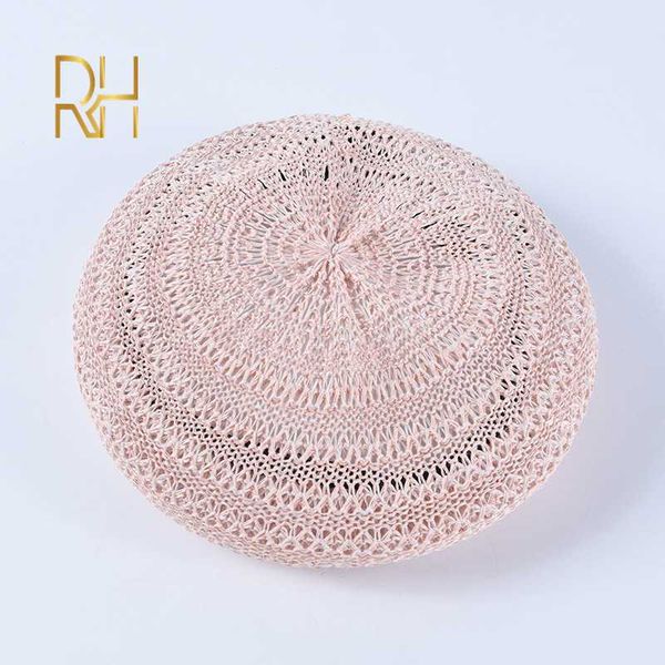 

spring summer french berets handmade knitted female beret women blue berets hollow breathable painter hat student rh, Blue;gray
