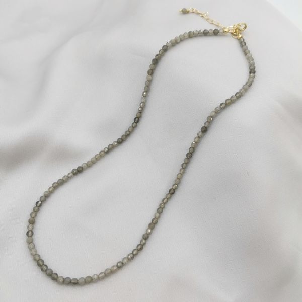 Labradorite sfaccettata Delicata regolabile Catene in oro 14K Pietre preziose Collier Femme Collana BOHO da donna unica