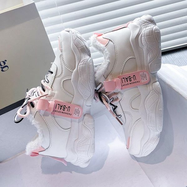 

2020 winter new plus velvet sneakers female old shoes warm cotton shoes thick bottom plus velvet casual women's boots, Black