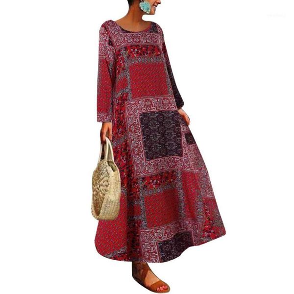 

casual dresses women long sleeves dress floral print oversize loose for spring 881, Black;gray