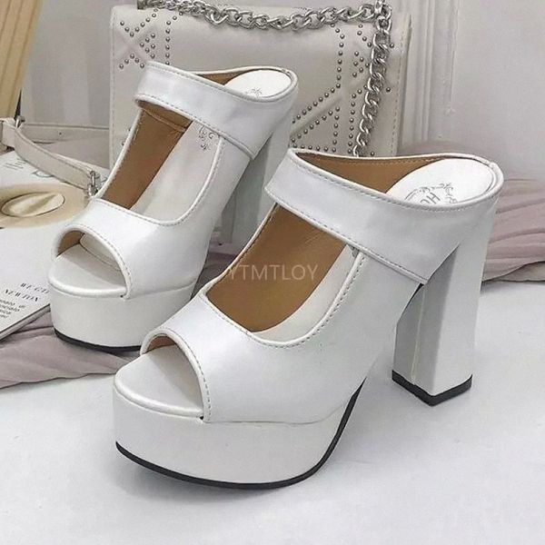 

summer fashion lady slippers solid color fish mouth open toe high heel elegant women shoes zapatillas mujer casa #yp9w