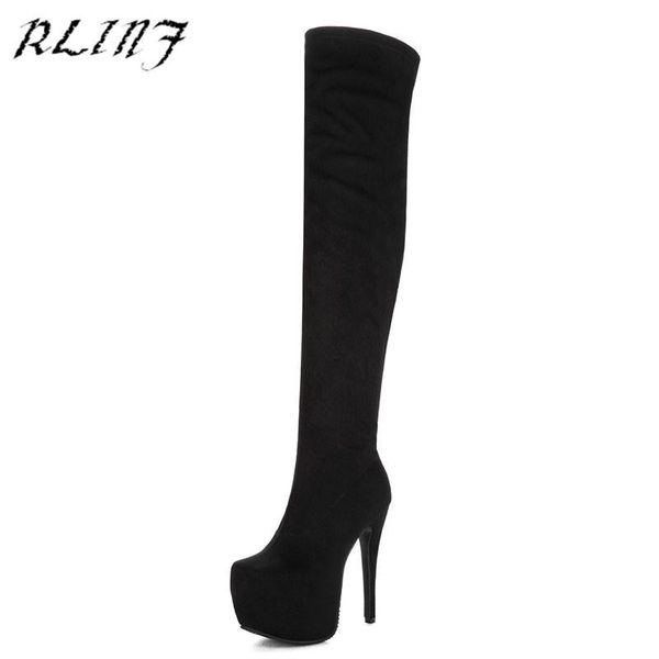 

boots rlinf women's shoes fashion women autumn high heels woman zipper winter for footwear long boot, Black