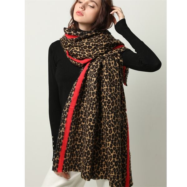

winter warm women scarf fashion animal leopard print lady thick soft shawls and wraps female foulard cashmere scarves blanket y201007, Blue;gray
