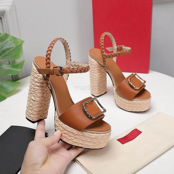 

summer high-heeled 2021 sandals, thick-soled light hemp woven wedges, fisherman shoes, fashion luxury designer, black color versatile dress,