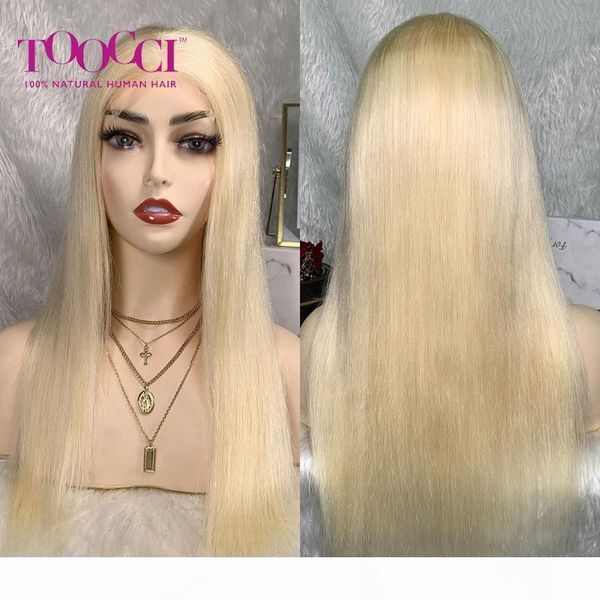 

toocci hair brazilian remy lace wigs 4*4 straight lace closure wigs human hair 613 blonde pre-plucked with baby, Black;brown