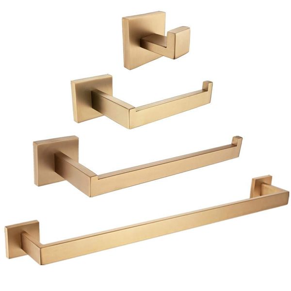 

polished gold bathroom accessory set robe hook towel bar toilet roll paper holder towel ring wall mounted sus304 stainless steel yxlqxr