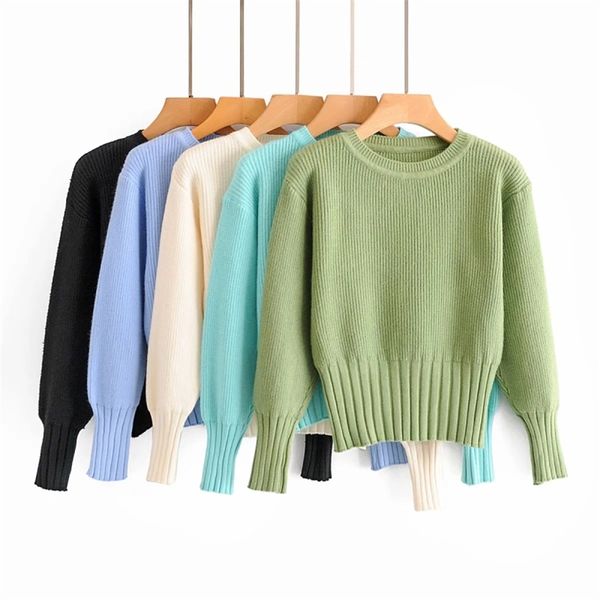 

fashion women's sweaters autumn blue cotton o neck ladies knitwears slim female's sweater elegant girls chic knitwear 201225, White;black