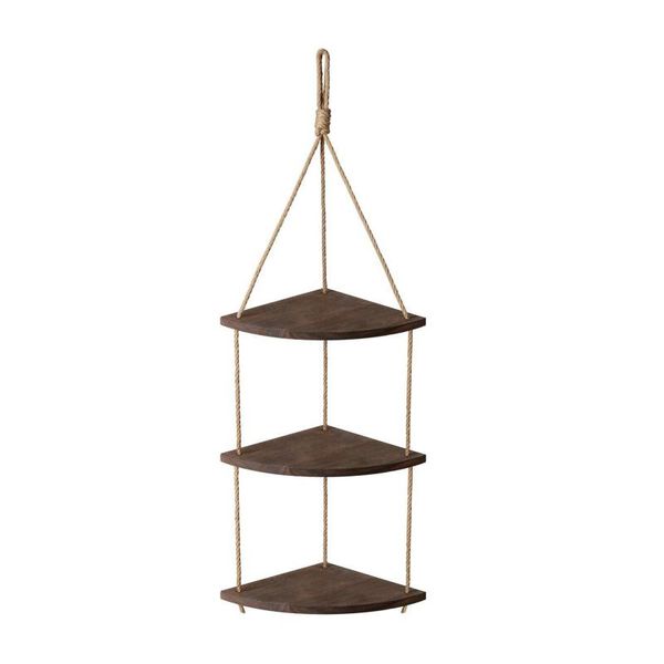 

hooks & rails corner shelf storage rack wall floating shelves fan shaped wooden high-quality 39x11cm easy installation kitchen home organize