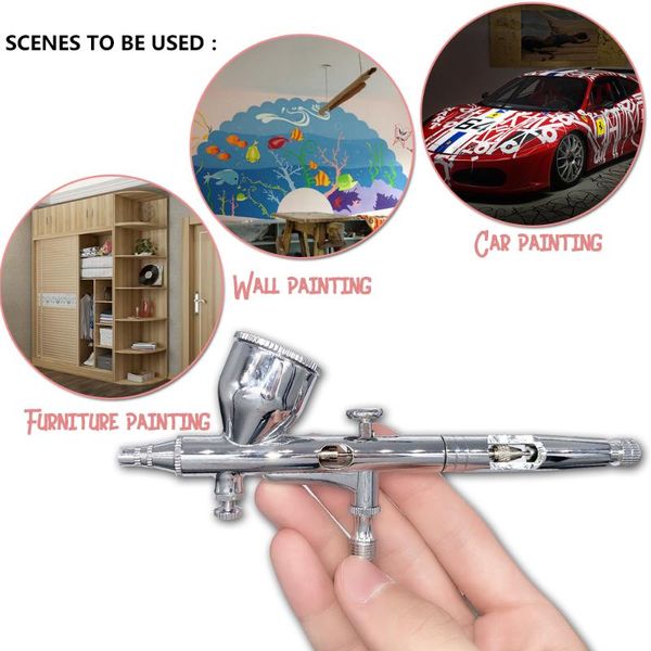 

airbrush high precision car airbrush tool dual action gravity feed with 0.2 0.3 0.5mm nozzles and 6.23ft hose ab-180k