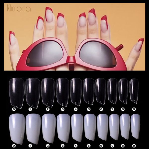 

500pcs/bag acrylic fake nail tips professional coffin false nail tips bevel lipstick shape new abs full cover manicure charms, Red;gold