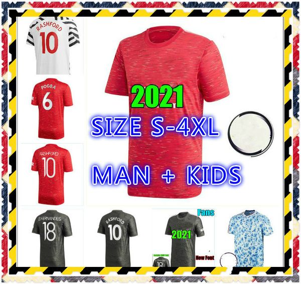 

size s-4xl cavani 2020 2021 utd soccer jersey van de beek b. fernandes jerseys martial rashford football shirts 20 21 man kids, Black;yellow