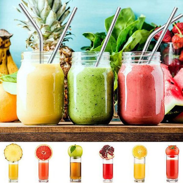 

reusable stainless steel bent and straight straws metal straw party wedding bar drinking tools accessory dhe2292